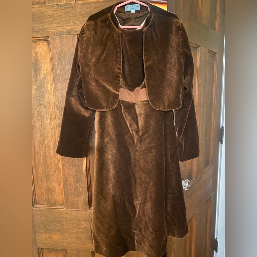 Papa D’Anjo velvet girl’s dress with shrug